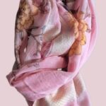 Schal “ Made in Italy “ in Rosa/Floral Leinen/Baumwolle