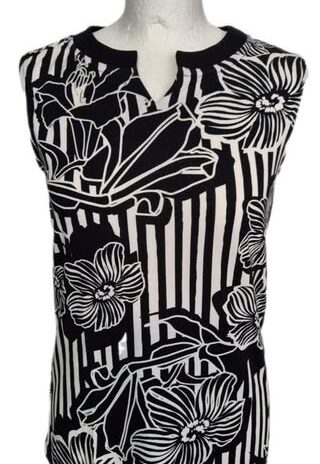 Top “ Bonita “ Größe 36 in Schwarz/Weiß gemustert 95% Viscose