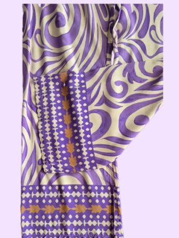 Hose “ Aust “ Größe 38/40 in Flieder/Offwhite gemustert/elastischer Bund/weites Bein/Viscose