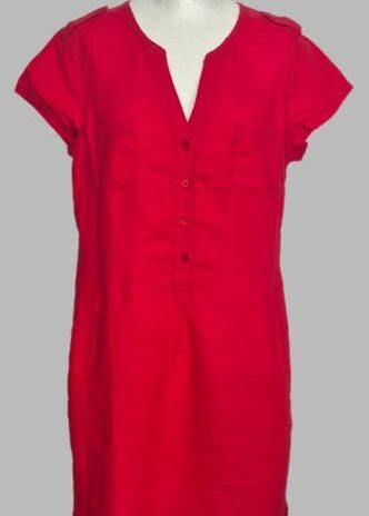 Kleid “ Heine “ Größe 42 in Rot 100% Leinen