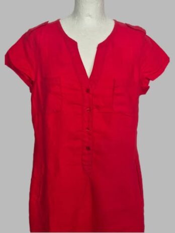 Kleid “ Heine “ Größe 42 in Rot 100% Leinen