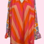 Kleid “ Soul Kathrine “ Größe 44 in Pink/Orange/Bunt gemustert 100% Baumwolle