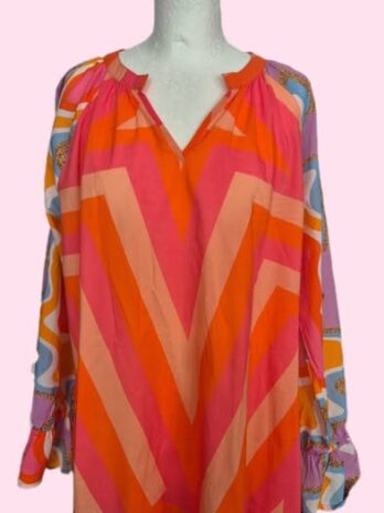 Kleid “ Soul Kathrine “ Größe 44 in Pink/Orange/Bunt gemustert 100% Baumwolle