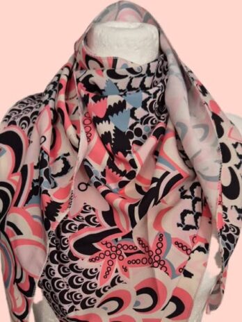 Dreieckstuch “ New Collection “ in Pink/Blau/Schwarz/Beige gemustert