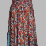 Maxikleid “ Coline “ Größe 36/38 in Orange/Grau/Türkis gemustert