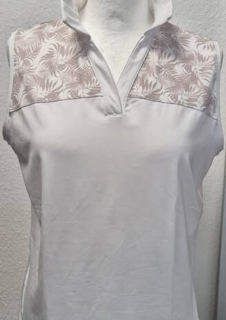 Poloshirt “ Cross Sportswear “ Größe 38 in Weiß/Taupe gemustert