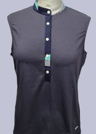 Shirt “ Marie-Valois Paris “ Größe 38 in Dunkelblau/Weiß/Türkis gemustert 95% Polyamide