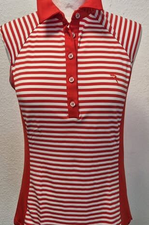 Poloshirt “ Chervò “ Größe 38 in Rot/Weiß gestreift 95% Polyamide