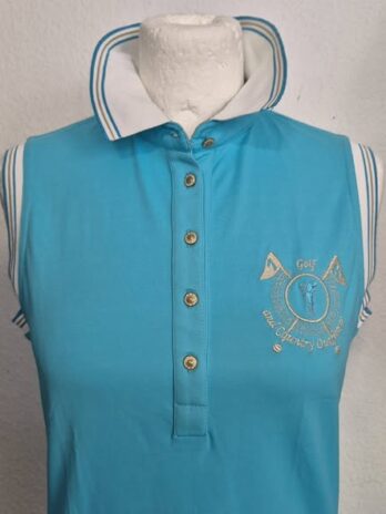 Poloshirt “ Golfino “ Größe 38 in Türkis/Weiß 95% Polyamide