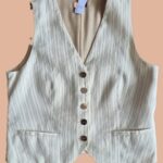 Gilet “ Liu-Jo “ größe 38 in Beige/Camel gestreift 60% Leinen