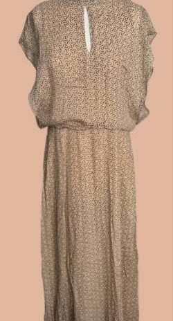 Maxikleid “ YaYa Women “ Größe 38 in Beige/Hellbraun gemustert 100% Viscose