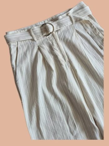 Hose mit Gürtel“ Liu-Jo “ Größe 38 in Beige/Camel gestreift weites Bein 60% Leinen