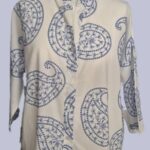 Bluse “ Made in Italy “ Größe 38 in Weiß/Hellblau gemustert 100% Baumwolle