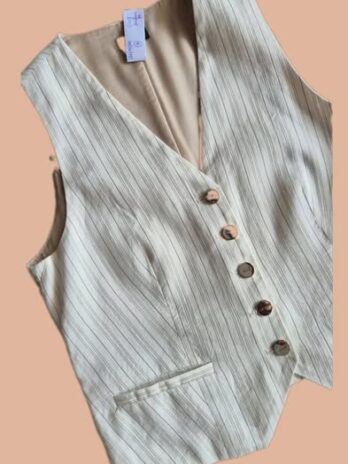 Gilet “ Liu-Jo “ größe 38 in Beige/Camel gestreift 60% Leinen