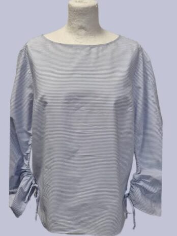 Bluse “ OUI “ Größe 36 in Hellblau/Weiß gestreift 100% Baumwolle
