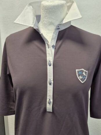 Poloshirt “ Marie-Valois Paris “ Größe 38 in Taupe/Weiß 100% Polyamide