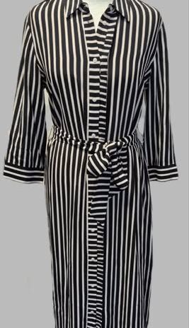 Hemdblusenkleid “ S. Oliver Black Label “ Größe 38 in Schwarz/Weiß/Rosa gestreift 100% Viscose