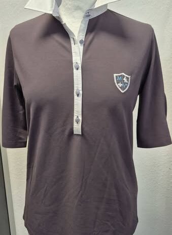 Poloshirt “ Marie-Valois Paris “ Größe 38 in Taupe/Weiß 100% Polyamide