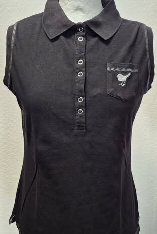Poloshirt “ Girls Golf “ Größe 40 in Schwarz/Silber/Hellgrau 95% Baumwolle