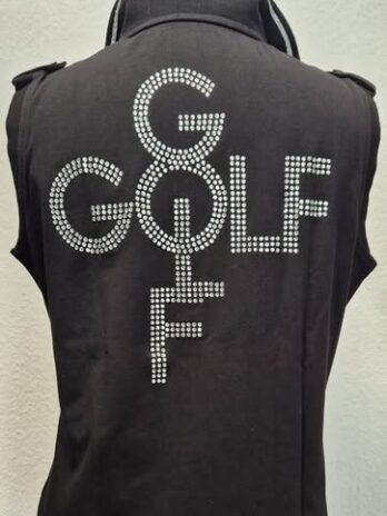 Poloshirt “ Girls Golf “ Größe 40 in Schwarz/Silber 92% Baumwolle