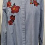 Bluse “ S. Oliver “ Größe 38 in Blau/Weiß/Gestreift/Floral 100% Baumwolle