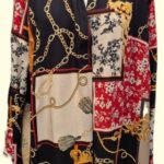 Bluse “ Via Appia Due “ Größe 46 in Schwarz/Rot/Camel gemustert Viscose
