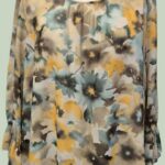 Bluse “ Gerry Weber “ Größe 46 in Khakigrün/Gelb gemustert Viscose