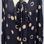 Schluppenbluse “ Gerry Weber “ Größe 46 in Dunkelblau/Beige gemustert Viscose