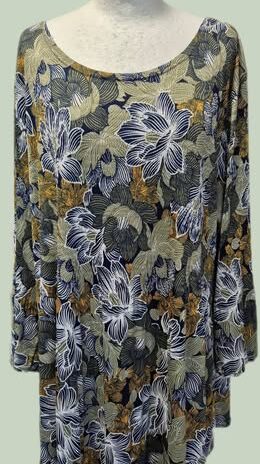 Shirt “ Gerry Weber “ Größe 46 in Dunkelblau/Khakigrün/Gelb gemustert Viscose