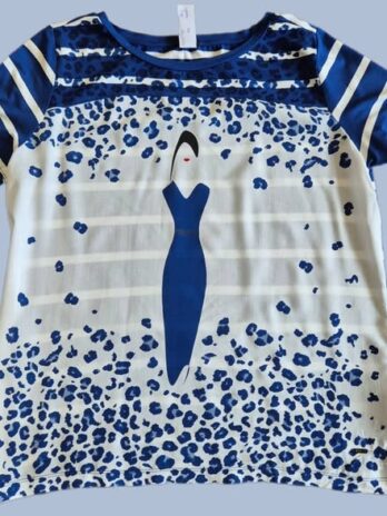 Shirt “ Jones “ Größe 38/40 in Royalblau/Weiß/Print gemustert 95% Viscose