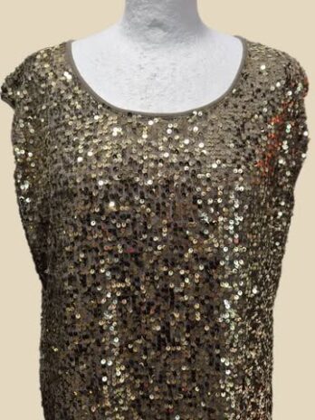 Top “ Vero Moda “ Größe 40 in Khakigrün/Gold/Pailletten