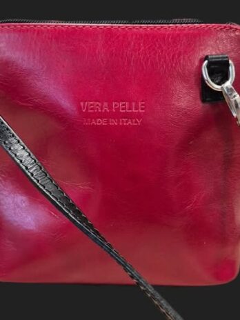 Tasche “ Vera Pelle “ in Rot/Leder Breite ca 20cm Höhe ca 17cm
