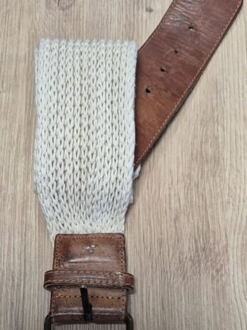 Gürtel “ Stefanel “ in Cognac/Beige Leder&Textil Länge ca 85cm