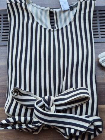 Bluse “ Someday “ Größe 38 in Schwarz/Camel/Beige gestreift 100% Viscose
