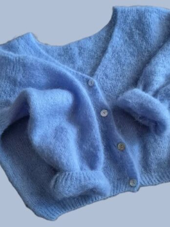 Cardigan “ Americandreams “ Größe 38/40 in Hellblau 76% Mohair 4% Wolle