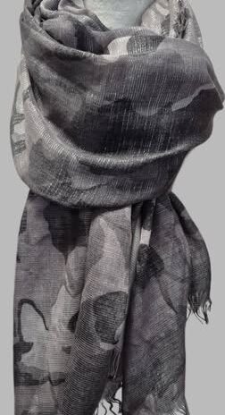 Schal “ Esprit “ in Hellgrau/Anthrazitgrau/Camouflage gemustert