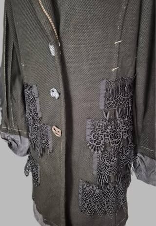 Longblazer “ Bottega “ Größe 38/40 in Schwarz/Anthrazitgrau 33% Viscose