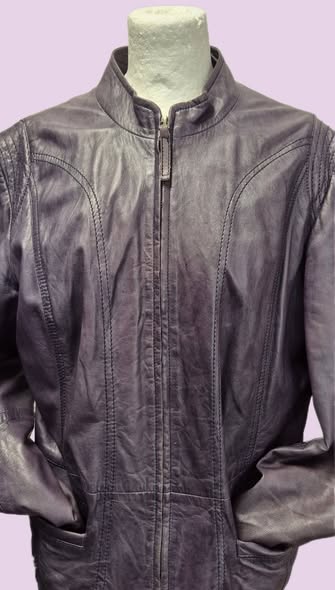 Jacke " Montgomery " Größe 38 in Pflaume/Leder – Bild 2