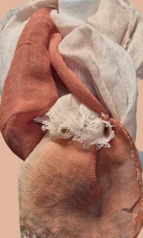 Schal “ YaYa Women “ in Beige/Terracotta Baumwolle/Leinen
