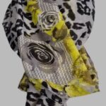 Schal “ S. Oliver “ in Hellgrau/Schwarz/Gelb/Animalprint gemustert