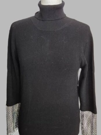 Rolli “ Kaos “ Größe 36 in Schwarz/Silber/Steine bestickt 72% Viscose