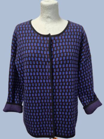 Strickweste “ Marc O`Polo “ Größe 40 in Royalblau/Weinrot/Schwarz gemustert 100% Schurwolle