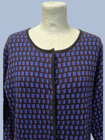 Strickweste “ Marc O`Polo “ Größe 40 in Royalblau/Weinrot/Schwarz gemustert 100% Schurwolle