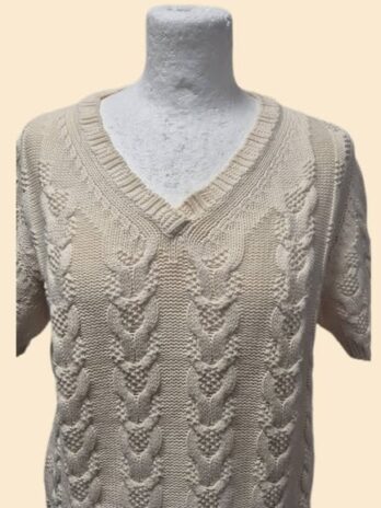 Pulli “ Cristiano Fissore “ Größe 38 in Offwhite/Zopfmuster Baumwolle