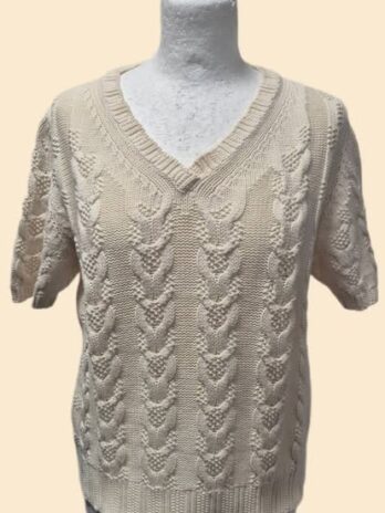 Pulli “ Cristiano Fissore “ Größe 38 in Offwhite/Zopfmuster Baumwolle