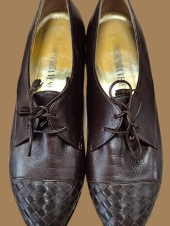 Schnürschuhe “ Bottega Veneta “ Größe 38 in Dunkelbraun/Leder (klein geschnitten)