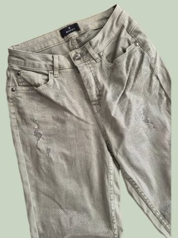 Jeans “ Monari “ Größe 36 in Khakigrün/Silber 98% Baumwolle