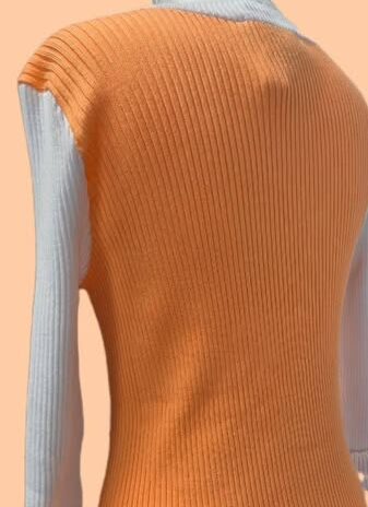 Rippstrickpulli “ DKNY “ Größe 38/40 in Weiß/Orange 75% Viscose