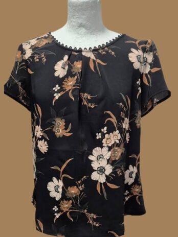 Bluse “ S. Oliver Black Label “ Größe 38 in Schwarz/Cognac/Olivgrün/Beige gemustert
