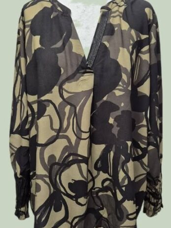 Bluse “ Jones “ Größe 38/40 in Olivgrün/Khakigrün/Schwarz gemustert Viscose